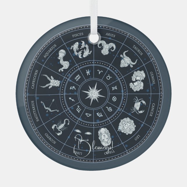Create Your Own Zodiac Wheel Glass Tree Decoration (Front)