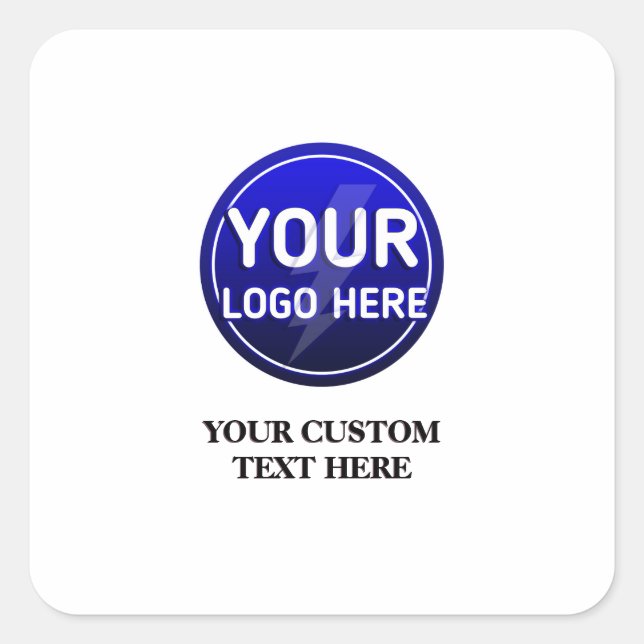 Create your owner's custom logo/editable template square sticker (Front)
