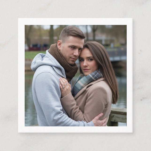 Create Your Perfect Couple Image Personalised Art Square Business Card (Front)