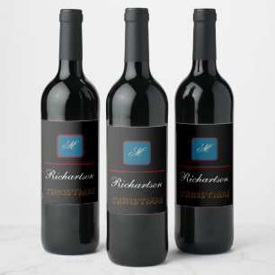 create your personalise simple christmas  wine label