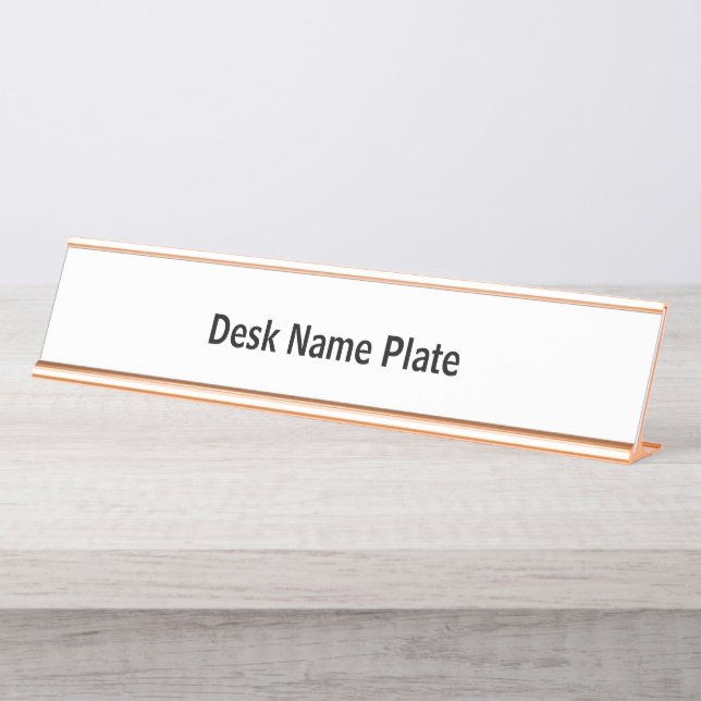 Create Your Personalised Long Rose Gold Desk Name Plate (Front)