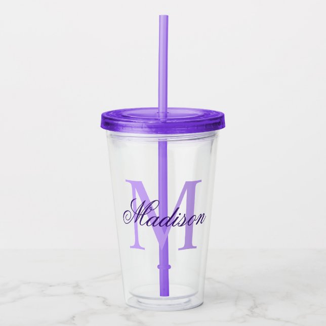 Create Your Personalised Monogram Name Purple Acrylic Tumbler (Front)
