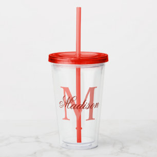 Create Your Personalised Monogram Name Red Acrylic Tumbler