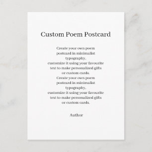 Create Your Personalized Custom Poem Postcard