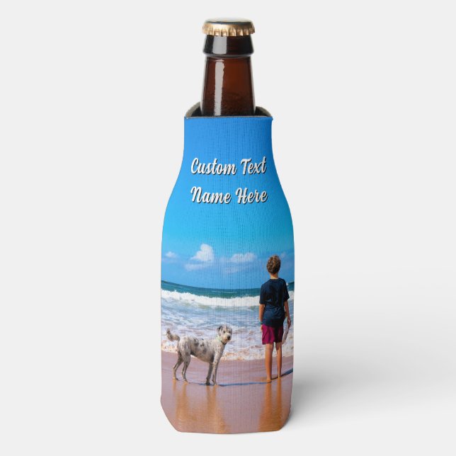 Create Your Pet Photo Bottle Cooler Custom Text (Bottle Front)