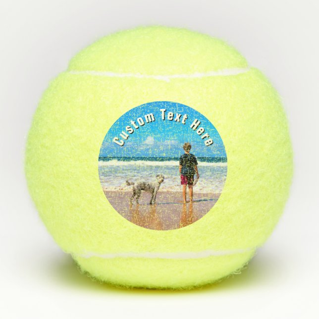 Create Your Pet Photo Dog Tennis Balls Custom Text (Front)