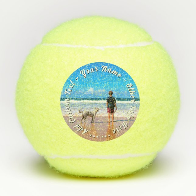 Create Your Pet Photo Tennis Balls Gift with Text (Front)