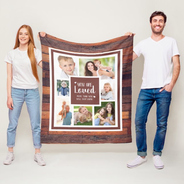 Create Your Photo Collage Rustic Dark Wood Fleece Blanket (In Situ)