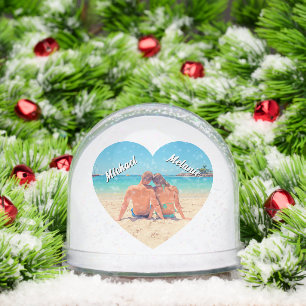 Create Your Photo Heart Snow Globe Gift with Names