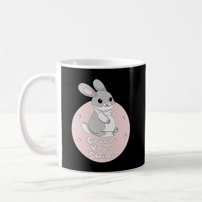Create Your Shine Kawaii Funny Bunny Pink Coffee Mug (Left)