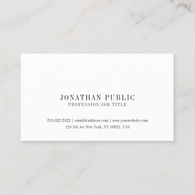 Create Your Simple Modern Classy White Plain Business Card (Front)