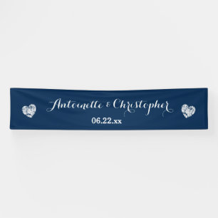 Create Your Wedding Banner A02 Blue Grunge Hearts