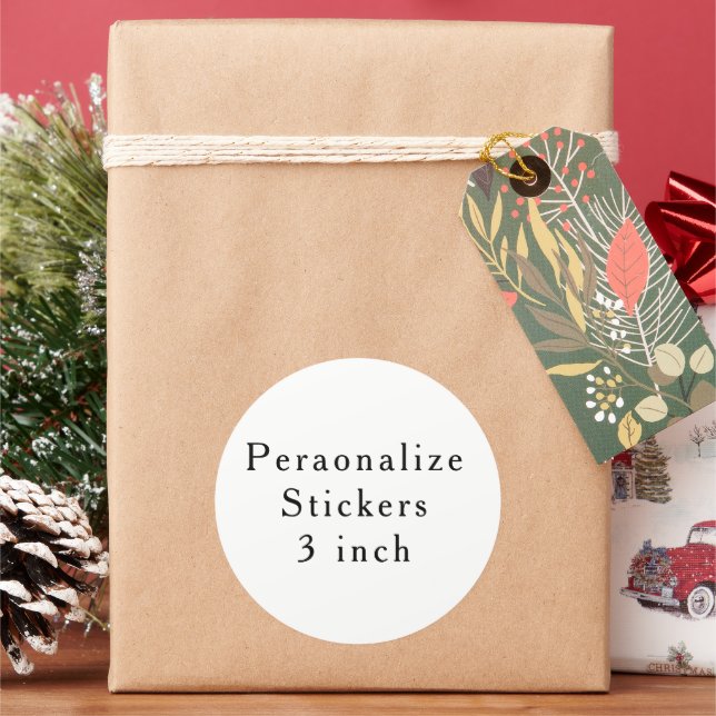 create your won personalise Classic Round Stickers (Holiday)