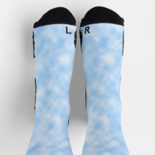Created Blue and White Clouds Abstract Pattern Socks