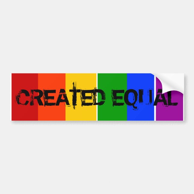 CREATED EQUAL GAY LGBT RAINBOW BUMPER STICKER (Front)