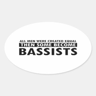 Created equally bassists design oval sticker