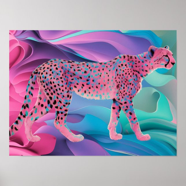 Created Pastel Cheetah Abstract Wallpaper Poster (Front)