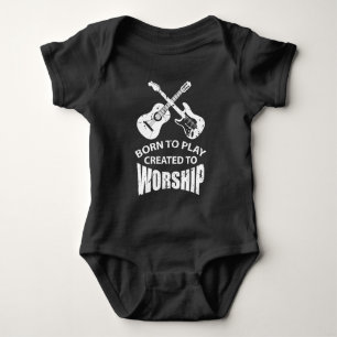 Created to Worship Christian Guitar Player Christ Baby Bodysuit