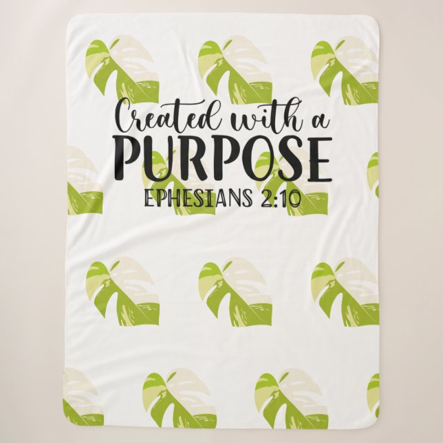 Created with a purpose Ephesians 2:10 Sherpa Blanket (Front)
