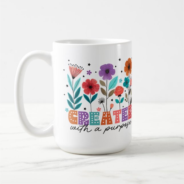 Created with a Purpose Floral Christian Coffee Mug (Left)