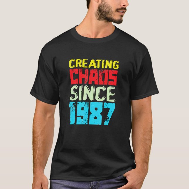 Creating Chaos Since 1987 35 Years Of Causing Chao T-Shirt (Front)