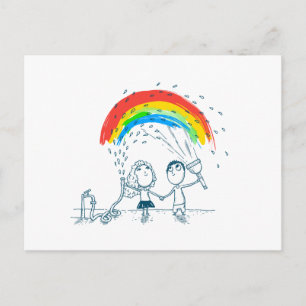 Creating Rainbow Together Love Couple Postcard