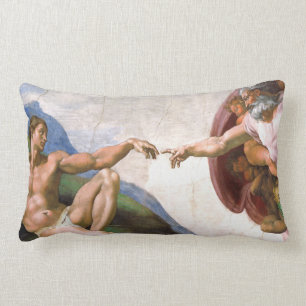 Creation of Adam by Michelangelo Lumbar Cushion