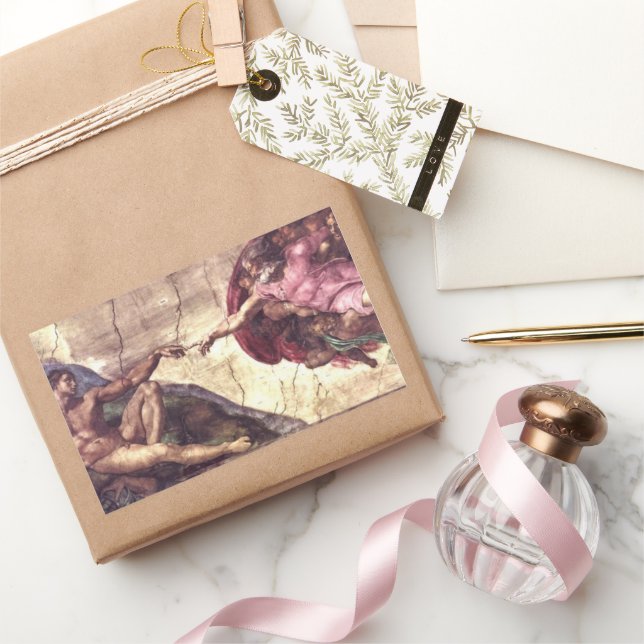 Creation of Adam by Michelangelo Rectangular Sticker (Gifting)