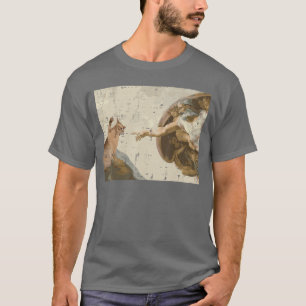 Creation of Adam Cat Painting Funny Art Meme Men W T-Shirt