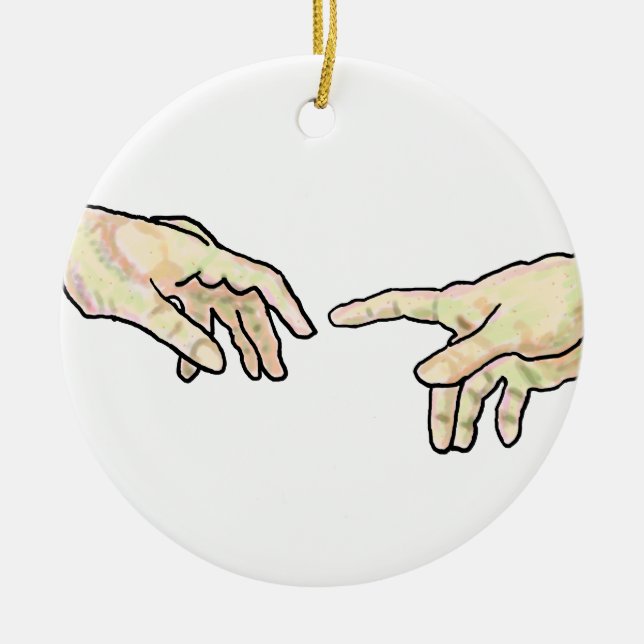 Creation of Adam Hands Ceramic Tree Decoration (Front)