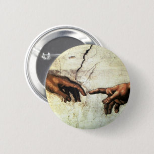 Creation of Adam - Hands Michelangelo 1475 - 1564 6 Cm Round Badge