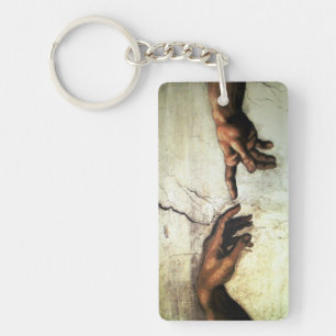 Creation of Adam - Hands Michelangelo 1475 - 1564 Key Ring