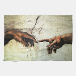 Creation of Adam - Hands Michelangelo 1475 - 1564 Tea Towel
