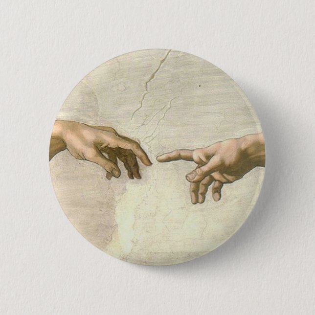 Creation of Adam Hands - Michelangelo 6 Cm Round Badge (Front)