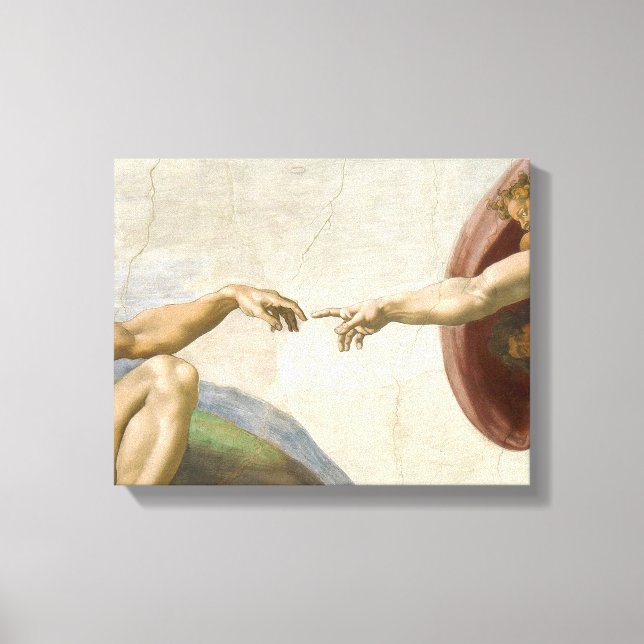 Creation of Adam Hands - Michelangelo Canvas Print (Front)