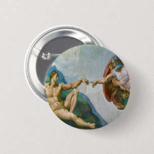 Creation of Adam - Michelangelo 1475 - 1564 6 Cm Round Badge