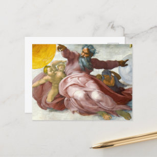 Creation of the Sun by Michelangelo Holiday Postcard