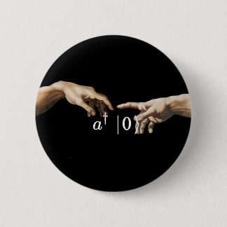 Creation operator, micheangelo physics and art 6 cm round badge