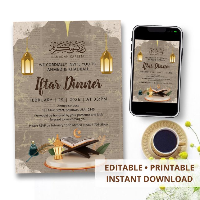 Creative 3D Quran and Lantern Ramadan Iftar Invitation (Creator Uploaded)