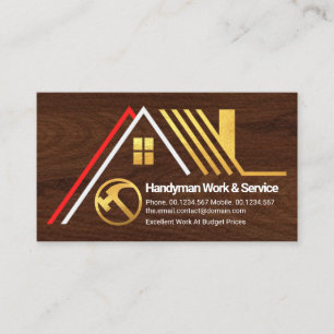 Creative A-Frame Gold Roof On Timber Wood Business Card
