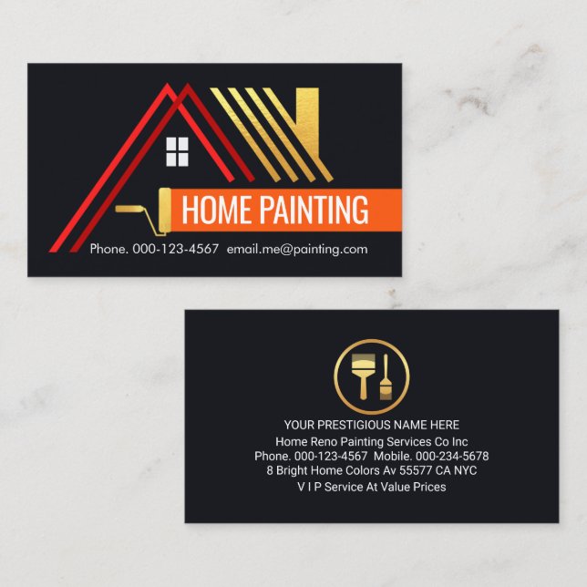 Creative A-Frame Paint Brush Painting Business Card (Front/Back)