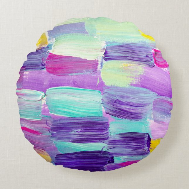 Creative abstract hand painted background, wallpap round cushion (Front)