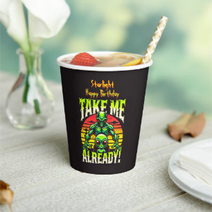 Creative Alien Art Expressing Desire for Contact Paper Cups