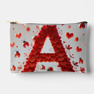 Creative Alphabet Letter A with Heart Shapes Accessory Pouch