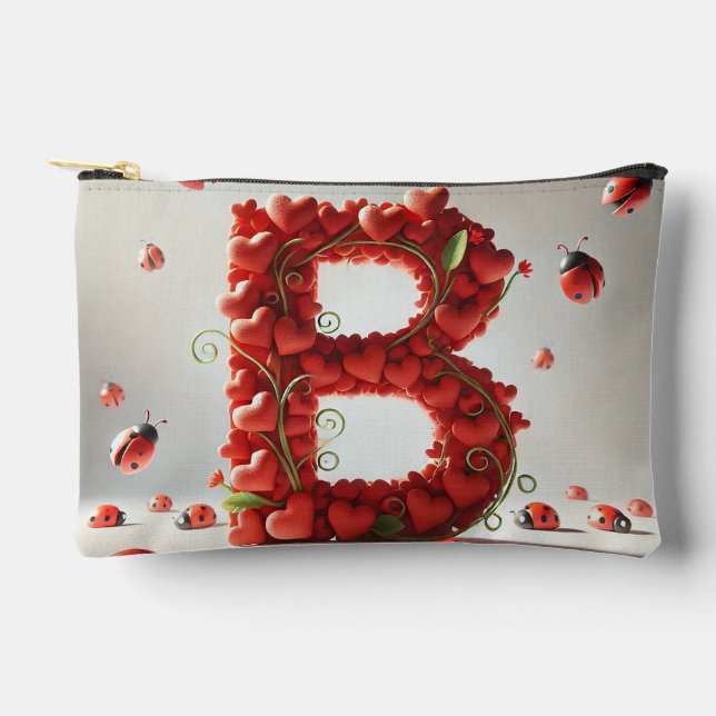 Creative Alphabet Letter B with Heart Shapes Accessory Pouch (Front)