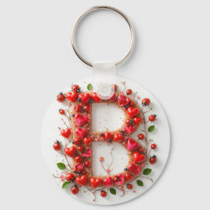 Creative Alphabet Letter B with Heart Shapes Key Ring