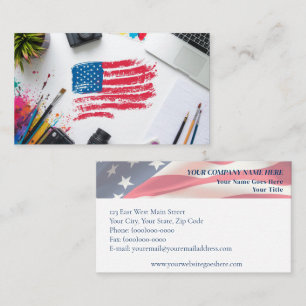 Creative American Flag Art Design Business Card