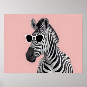 Creative Animal Concept: Zebra with Sunglasses  Poster
