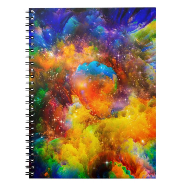 Creative arrangement of fractal elements, lights a notebook (Front)