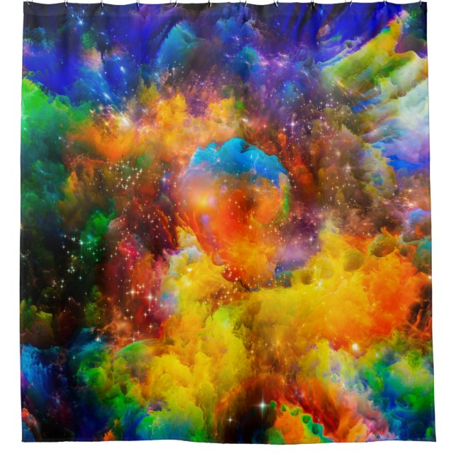 Creative arrangement of fractal elements, lights a shower curtain (Front)
